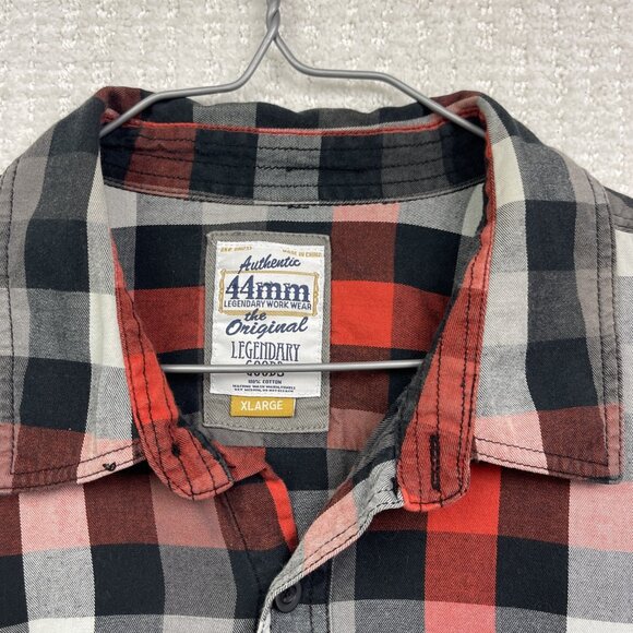 44mm Shirt Mens XL Black / Red Button Up Cotton Cowboy Legendary Work Western - Picture 6 of 14